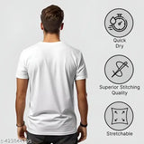 White Free Fire printed polyester round neck half sleeve men's T-shirt, vibrant gaming design, available in S, M, L, XL