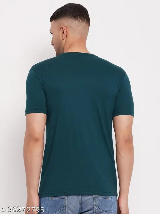 Indian-made cotton blend men's half sleeve round neck solid t-shirt, XXL (46in chest, 30in length)
