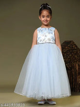 Light blue net party dress for girls (3-4yrs), embellished with toy balloons, Indian origin