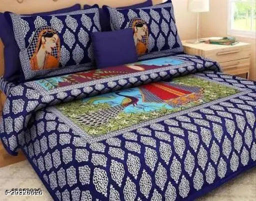 Graceful attractive cotton queen-sized bedsheets set of 4 pillow covers, 144 thread count from India