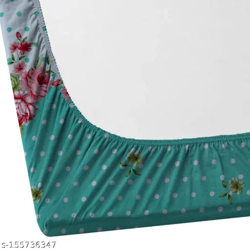 Glace cotton king size fitted bedsheets, supersoft 180 TC, ethnic motifs, fits up to 4 10" mattresses. Set includes 2 pillow covers