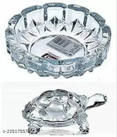 Crystal clear glass turtle plated Feng Shui tortoise plate, 14cm decorative showpiece for home Vastu decor, India origin
