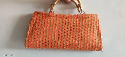 Handcrafted embroidered bridal clutch bag, 3 compartments, free size (10in x 1in), Indian silk & cotton, party wear accessory for casual, wedding events