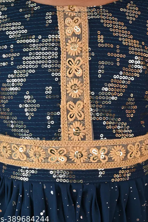 Purple, teal, maroon Georgette Anarkali kurti and palazzo set for 2-4 years - trendy ethnic wear for little fashionistas