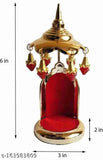 Golden-Red Singhasan Umbrella Chhatra for Small Size Idols - Indian decorative dashboard figurine
