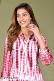 Rayon A-line tye dye kurti, three-quarter sleeves, printed combo - Indian festive wear for women XL, XXL, XXXL
