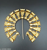 Golden brass arch for pooja and idols, intricate Indian handicraft showpiece