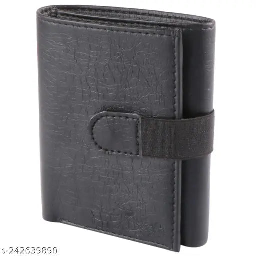 PU leather formal-casual wallet, trendy and fashionable for everyday use. Solid design, 2 compartments, free size (11x9 cm). ZnwEnterpriseMen product from India