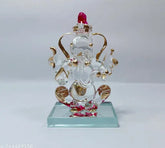 Handcrafted glass Ganesh Ji statue, intricately detailed Indian decor for home or temple
