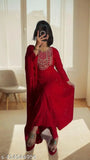 Georgette gown, heavy fabric, embroidered net, three-quarter sleeves, XL size for women, India origin