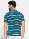 Uniberry Men striped cotton blend polo shirt, short sleeves, size M-5XL, Indian origin