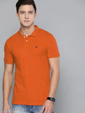 MERRIMENT men's half-sleeve solid polo t-shirt, soft cotton blend for comfort and durability, blue denim jeans look
