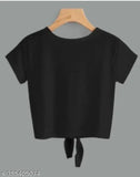 Black crop top and t-shirt for women, super girl printed lycra with short sleeves