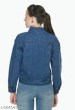 Blue denim jacket, genuine women's Fit2Go, short sleeves, solid design, size L (36in bust, 20in length)
