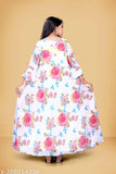 Classy cotton blend combo dresses for kids (9-16 years), printed net pattern, three-quarter sleeves - Indian children's formal wear on display rack