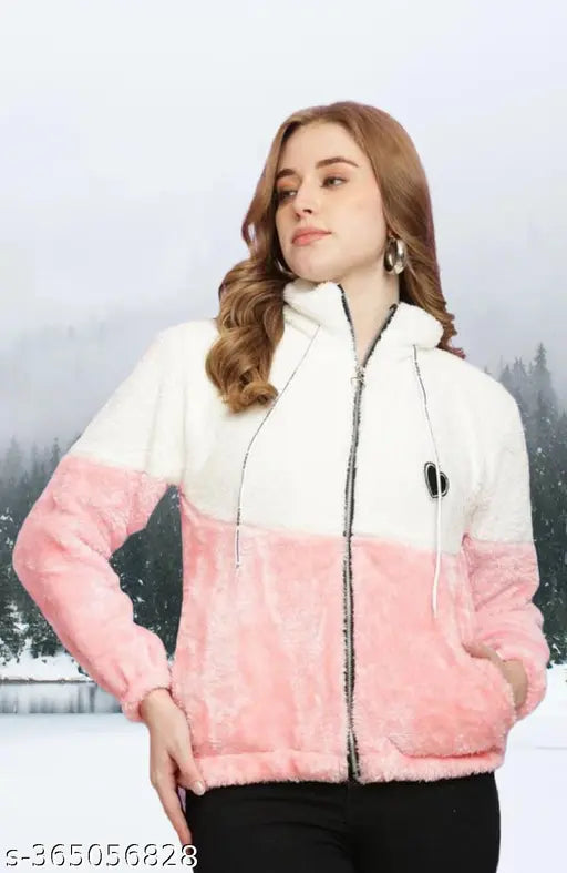 Colorblocked wool jackets for girls, long sleeves, size guide available (S-36", M-38", L-40")