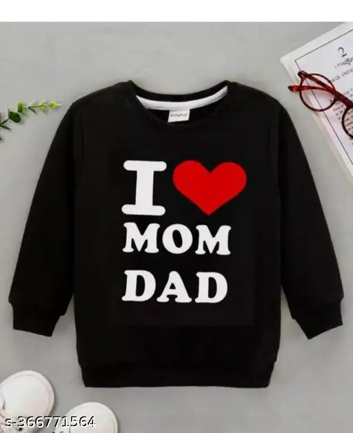 High-quality fleece I LOVE MOM DAD sweatshirt pack of 1, warm and stylish kids wear with printed design