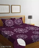 Maroon 180 TC cotton, elastic fitted queen-size bedsheet with 2 pillow covers (72x78 inches), ideal for summer. Superfine floral print