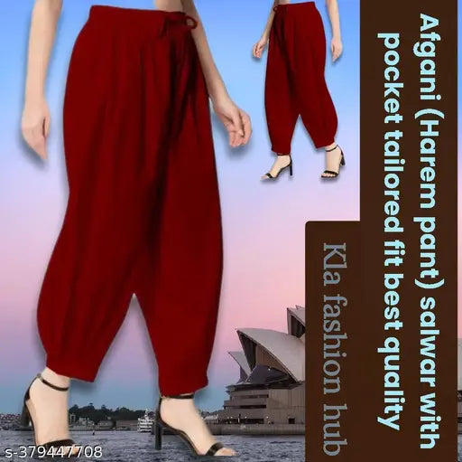 Rayon Afghani Harem pant with pocket, modern style Afgani salwar in solid color from India