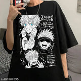 Korean oversized women's THALASI Anime T-shirt, printed with Jujutsu Kaisen character, polycotton fabric, short sleeves