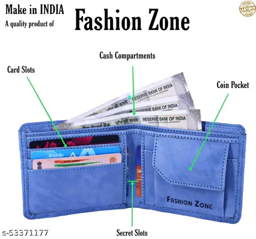 Faux leather designer wallet, solid net, 2 compartments, free size (12x4cm), hand-stitched accessory