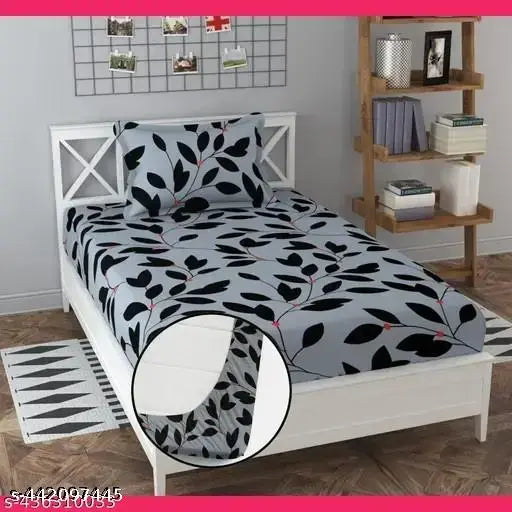 Summer-ready single bed safari cotton fitted sheet with 1 pillow cover (60x90.5 inches), 3D printed and superfine quality by Elvillian