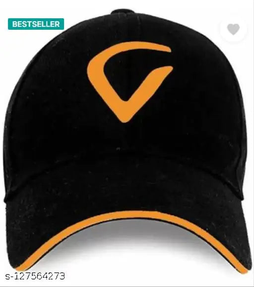Embroidered cotton baseball cap, VIRAT Orange Cap Badshah Black Square Black, comfortable one-size fit from India