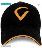Embroidered cotton baseball cap, VIRAT Orange Cap Badshah Black Square Black, comfortable one-size fit from India