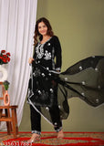 Rayon embroidered kurti set with pant and dupatta, latest designer ladies fashion in multiple sizes from XL to 4XL, made in India