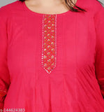 Cotton petite kurti, three-quarter sleeves, solid pattern. Indian cotton gown for women sizes M-XXXL on display rack