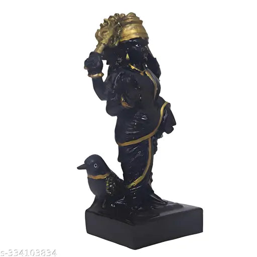 Marble dust, black polyresin Shani dev idol handicraft showpiece - Decorative spiritual Vastu figurine, 20cm high