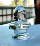 Clear crystal Shivling glass Shiv with bowl plate - Indian spiritual symbol of long life, wisdom, and peace