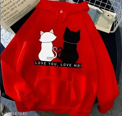 Red colour kids wool sweatshirts hoodie, printed pattern, long sleeves, 9-10 years size on hanger