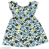 Four 100% cotton baby girl jhabla printed dresses, vibrant flower design, soft and gentle for newborns - Indian origin
