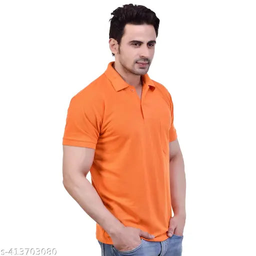 Multicolor Maroon & Orange men's polo half-sleeve t-shirts, polycotton fabric, regular fit, collar with pocket, sizes S to 3XL