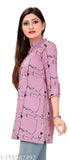 GMK cotton abstract printed short kurti/tunic/top with three-quarter sleeves, vibrant color for casual and formal events