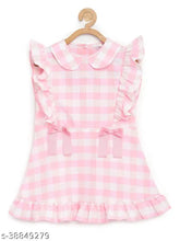 Pure cotton pink check dress with attached waist bows, sleeveless, suitable for 2-10 years, Indian origin