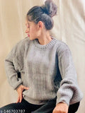 Grey wool striped sweater, trendy and fashionable for women and girls, suitable for leggings, jeans or chinos. Keep you warm in cold winter (India origin)
