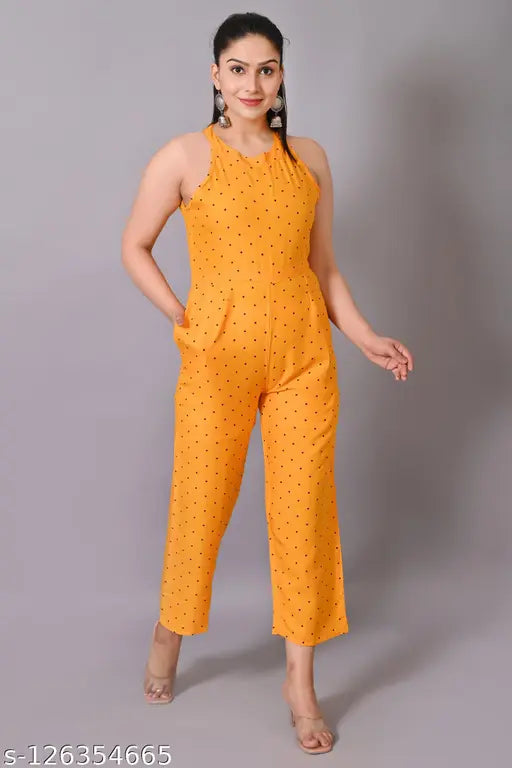 Rayon sleeveless printed net jumpsuit by YOZZ BY Dot Print, XL size from India