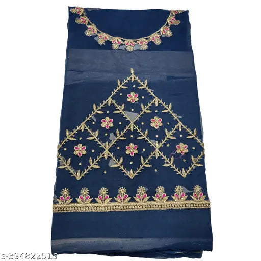 Embroidered Georgette Lehenga Set in Indian Aari Work, suitable for parties and festivities. High-quality Georgette material, semi-stitched (waist size 39in, length size 39in, dupatta length 2.2in)