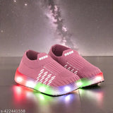 Pink canvas slipon shoes for kids, breathable, stretchable, lead light, daily use, partywear