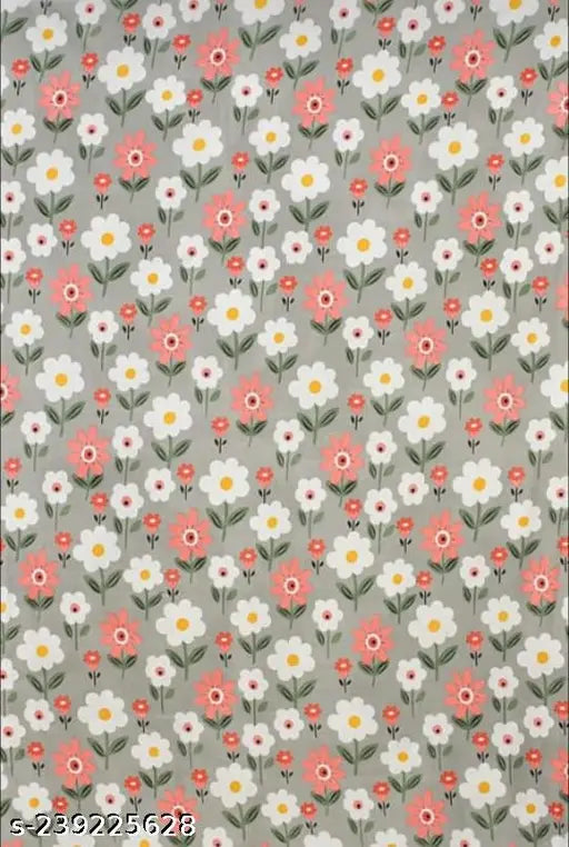 Grey floral printed, breathable cotton elastic fitted single bedsheet with included king size pillow cover
