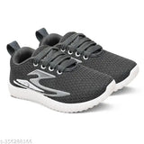 Black mesh running shoes for boys, lace-up design with EVA sole and insole
