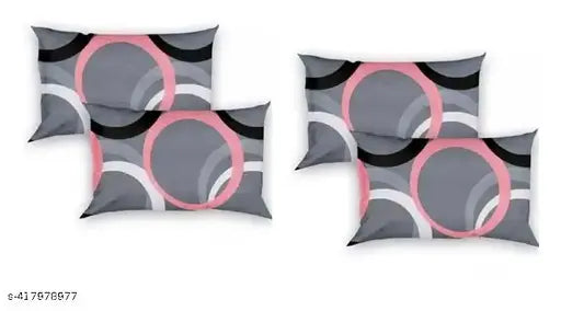 Grey cotton pillow cover set (4 pcs) - lightweight and machine washable for infants & above