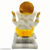 Marble Ganesh Idol Statue, 12cm x 16cm x 10cm - Beautifully crafted Ganesha Ganpati Vinayaka Idol for home or office decoration and puja room gifting