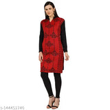 Woolen kurti from DIMSY COLLECTION in cool season colors, printed pattern on long sleeves, ladies wear, made in India