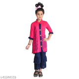 Fariha Fashions girls' rayon cotton printed kurta & plazzo set - vibrant Indian partywear for 4-5 years