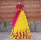 Graceful dupion silk and net Lehenga with embroidered patterns, free size, Indian origin