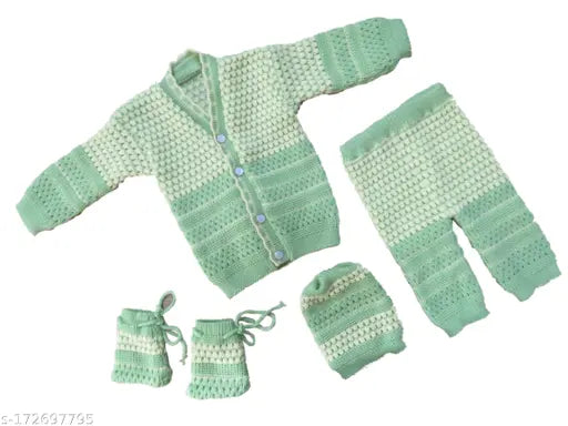 Wool self-design baby sweater set in 0-6 months, made in India