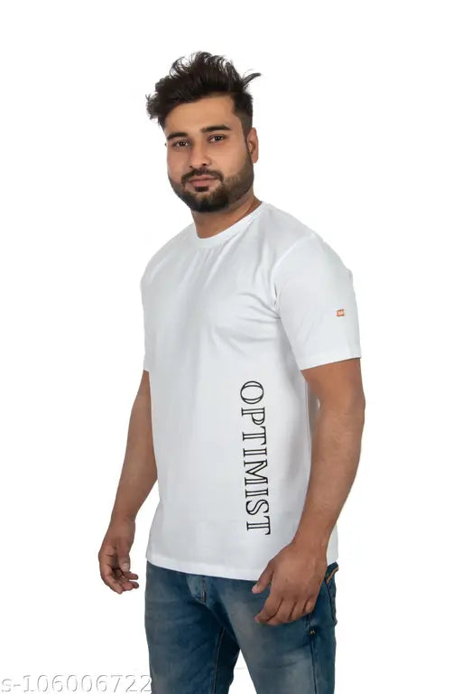 Mens printed cotton short sleeves t-shirt, vibrant design in various sizes, made in India